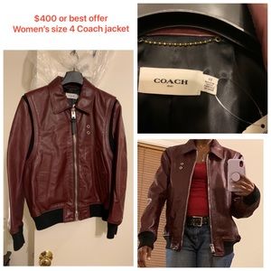 Red Leather Men’s Coach jacket size 48